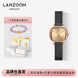 LANZOOM蓝族黑金小方糖手表女【何泓姗同款】满天星情人节生日礼物送女友 【代写贺卡】爆品钢琴带