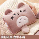 迪普尔电热水袋暖手宝暖宝宝暖水袋充电暖手袋电热暖水宝暖肚子防爆加厚 双插手毛绒+安全防爆】龙猫粉色