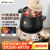 小熊（Bear）电砂锅 电炖锅 煲汤锅 炖汤锅 电炖盅 养生煮粥快速焖炖锅 分体式高温陶瓷双锅 DSG-B40J3 2L+4L