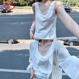 浪莎宽松背心女2026新款显瘦外穿打底吊带内搭无袖慵懒风上衣T恤衫
