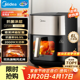 美的（Midea）小炎烤空气炸锅蒸烤一体上下双热源免翻面 多功能家用实用大容量6L 金属内腔蒸汽嫩炸烤箱KZC6054