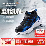 Skechers斯凯奇儿童秋冬休闲男女童二棉鞋轻质加绒保暖靴405222L/302583L 男童/黑色/宝蓝色/BKRY 27.5