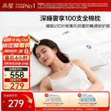 水星家纺枕头记忆纤维抑菌阻螨100S全棉A类护颈可机洗枕芯一对装48×74cm