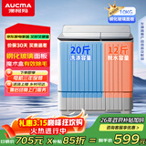 澳柯玛（AUCMA）半自动波轮洗衣机10KG公斤 双缸大容量 双电机除毛宿舍租房家用洗涤脱水甩干机 XPB100-8988S