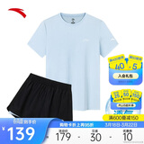 安踏速干套装丨运动短袖短裤两件套女夏冰丝跑步吸湿透气羽毛球服
