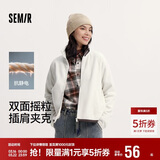 森马（Semir）外套女抗静电摇粒绒宽松休闲冬季拼接立领插肩袖夹克101724108004