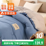 南极人双人纤维秋冬季被子被芯 加厚冬被10斤 200*230cm 蓝灰