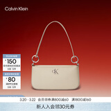 Calvin Klein腋下包休闲通勤包包字母拉链CK女包单肩法棍包 67U-牛奶白 OS