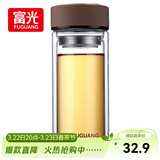 富光 男女士双层玻璃杯 高硼硅玻璃304茶隔水杯子 带茶隔泡茶杯500ml