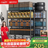 溢彩年华 厨房置物架落地仓储货架家用阳台储物架可调节收纳架子2803BK