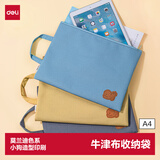 得力(deli)手提拉链袋 布质学生资料袋文件袋 试卷收纳袋笔袋 颜色随机开学必备