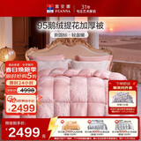 富安娜羽绒被 95%白鹅绒羽绒被子 双人冬被 1000g填充 203*229cm