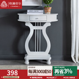 格澜帝尔（growdear）美式玄关桌靠墙桌欧式门厅玄关台玄关柜客厅隔断柜走廊半圆桌 白色（600*300*770） 组装