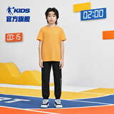 乔丹男童运动裤儿童夏季速干束脚长裤小孩裤子 黑色/纯净白175
