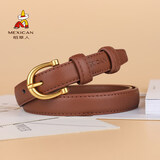 稻草人女士皮带复古文艺简约百搭韩版细腰带女酷ins风牛仔裤带时尚裙带 棕色【宽度1.9cm】 95cm