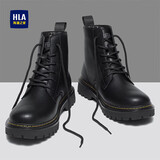 海澜之家HLA马丁靴男高帮秋冬工装鞋子男士靴子男HAAGZM4DAE411 黑色 44