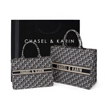 CHASEL&KARIN包包女包大容量定型托特包新款潮流百搭通勤包 生日礼物送女友 黑色-小号【送丝巾】