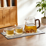 泥也泡茶壶玻璃绿茶泡茶器月牙过滤小茶水壶套装大容量办公专用喝茶杯