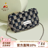 稻草人包包女包休闲手机包百搭单肩包潮流水桶包时尚简生日礼物送女生 经典深蓝牛仔（布料）