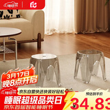 巧纳美（QIAONAMEI）凳子家用塑料加厚可叠放小板凳客厅沙发矮凳透明灰3336-GY1个装