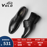 VOLO犀牛男鞋商务正装皮鞋休闲男士内增高透气德比鞋 黑色 41