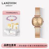 LANZOOM蓝族黑金小方糖手表女【何泓姗同款】满天星情人节生日礼物送女友 【代写贺卡】玫瑰金钢琴带