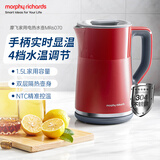 摩飞电器（Morphyrichards）电热水壶烧水壶热水壶 家用恒温水壶1.5L不锈钢304双层防烫实时显温开水壶MR6070红