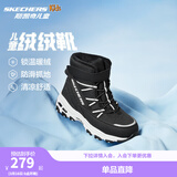 Skechers斯凯奇儿童绒绒靴雪地靴保暖男童棉鞋防寒加绒高帮女童靴660092L 男童/黑色/白色/BKW 35