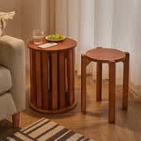 爱必居实木凳子家用椅子可叠放餐椅圆板凳 叠叠凳-四把装