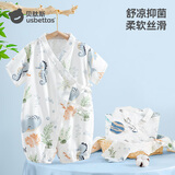 贝肽斯婴儿衣服夏季连体衣短袖竹棉纱布新生幼儿宝宝哈衣爬服睡衣