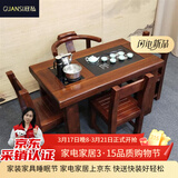 冠私（Guansi）老船木茶桌小型阳台茶台家用实木中式家具功夫茶几户外茶桌椅组合 90*65*70单茶桌带电磁炉 整装