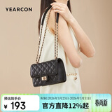 意尔康包包女包菱格链条包斜挎小方包小香风女士单肩包包女款2026年黑