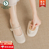 啄木鸟软底玛丽珍小皮鞋女春夏季2026年新款浅口百搭单鞋配裙子平底女鞋 米白色 37 (235mm) 【宽胖脚建议选大一码】