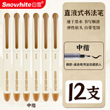 白雪（snowhite）直液式秀丽笔小楷 勾线笔软笔式仿毛笔头练字签名书法绘画美工笔12支  中楷 PM37