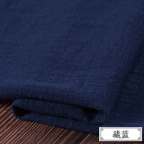 富羽莱（fuyulai）竹节棉麻布料纯色民族风朴素服装面料中国风绉褶皱面料亚麻布夏季 藏蓝(半米价)