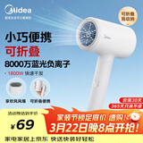 美的（Midea）八千万蓝光负离子护发电吹风 折叠便携吹风机 大功率快干家用吹风筒FZ101(LN)1800W 节日/生日礼物