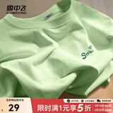 雪中飞白色短袖t恤女新款夏季纯棉宽松半袖女士简约休闲超好看上衣 果绿色|4129-17018F (女款) 2XL 175/96A