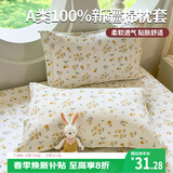 艾薇 A类枕头套枕套一对纯棉家用全棉单人枕套枕芯套 如愿 48*74cm