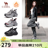 骆驼（CAMEL）银月户外复古老爹鞋厚底休闲鞋 L24A283742R 黑/银(加绒) 37