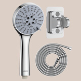 科固（KEGOO）花洒喷头淋浴软管支架三件套 手持花洒带免打孔固定墙座套装K4016