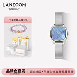 LANZOOM蓝族黑金小方糖手表女【何泓姗同款】满天星情人节生日礼物送女友 【代写贺卡】银色钢琴带