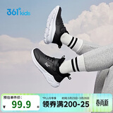 361°童鞋 儿童运动鞋25冬季男女童3-14岁皮革校园跑鞋 黑38