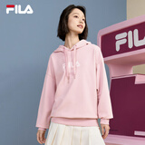 FILA 斐乐官方情侣款连帽卫衣秋季新款纯棉宽松针织长袖上衣加绒 【加绒】暗樱粉-PK M