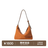 裘真【明星同款】植鞣胎牛皮腋下经典hobo包通勤真皮女包 焦糖色-小号(胎牛皮版)售罄不预售 小包/大包