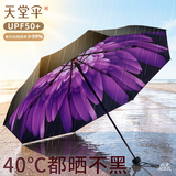 天堂双层遮阳伞防晒防紫外线指数50+太阳伞女晴雨两用防晒伞学生雨伞 紫色【双层更防晒 】UPF50+