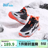 361°儿童棉鞋25冬男女童3-14岁加绒保暖革面户外运动鞋 黑39