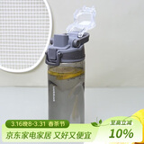 乐扣乐扣（LOCK&LOCK）人鱼线塑料运动水杯夏天便携水壶带刻度提手男女水杯子520ML灰色