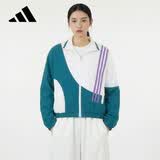 阿迪达斯女装运动休闲服梭织宽松夹克外套HF7327 白 2XL