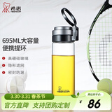 希诺（heenoor）单层玻璃杯男女士大容量提环便携户外防漏耐热茶杯过滤泡茶水杯子 提环便携（带滤网）695ml