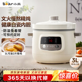 小熊（Bear）电炖锅 电炖盅 煲汤锅 炖汤锅 白瓷炖锅3-4个人用陶瓷全自动煮粥锅 直炖电炖锅 DDG-D30H5 3L